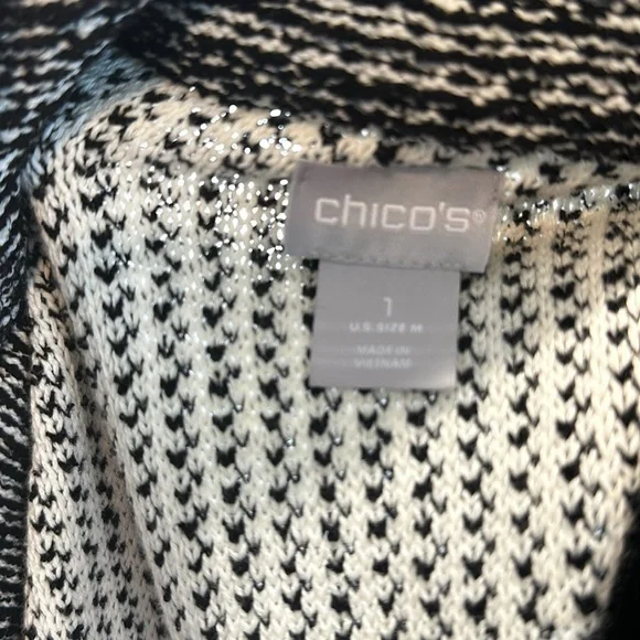 Chico’s Sweater Jacket Blazer Cardigan. Black & White. Size 1 - Picture 5 of 6